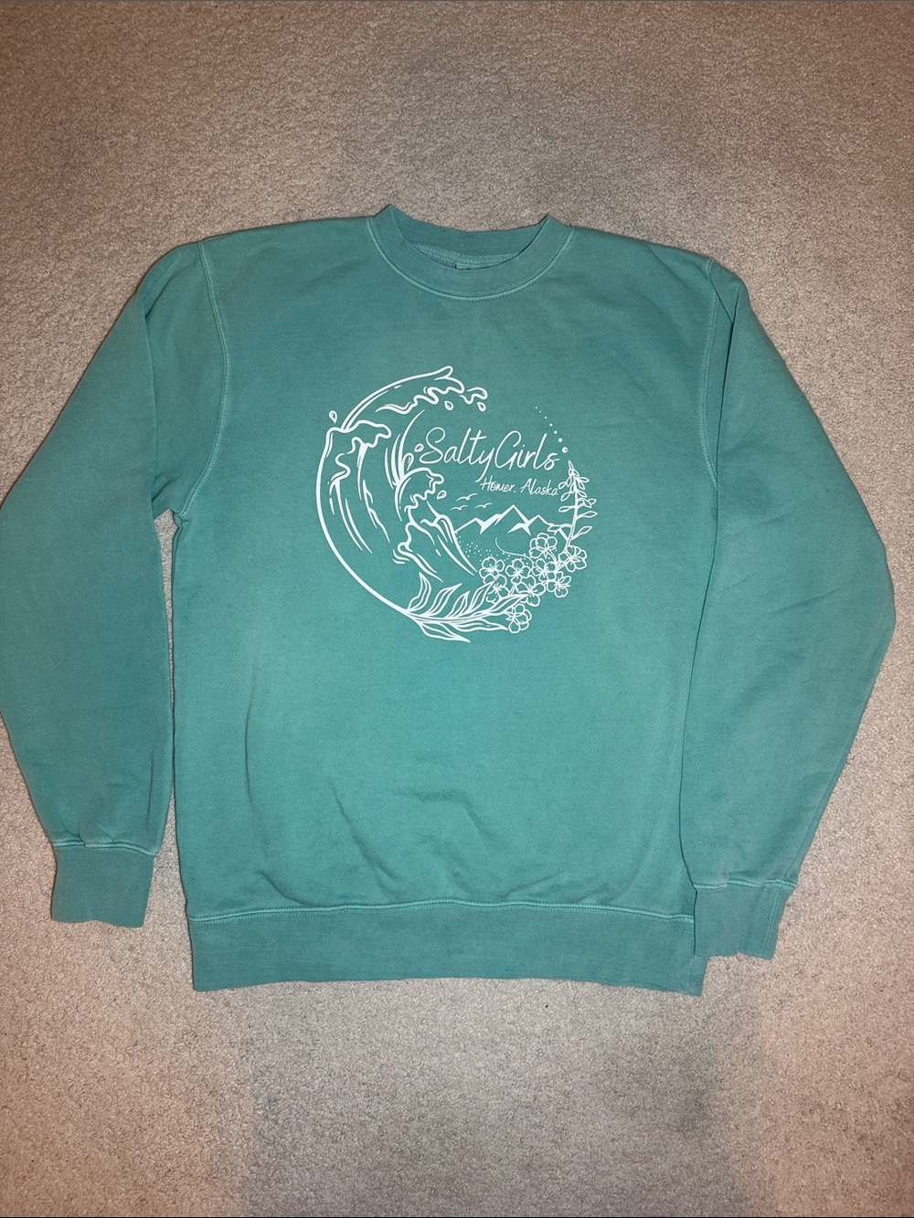 Salty Girls Teal Graphic Crewneck Sweatshirt - Women